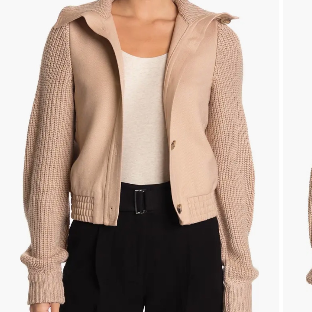 Reiss Iris Knit Sleeve Bomber Jacket Women’s Size 10 Euc